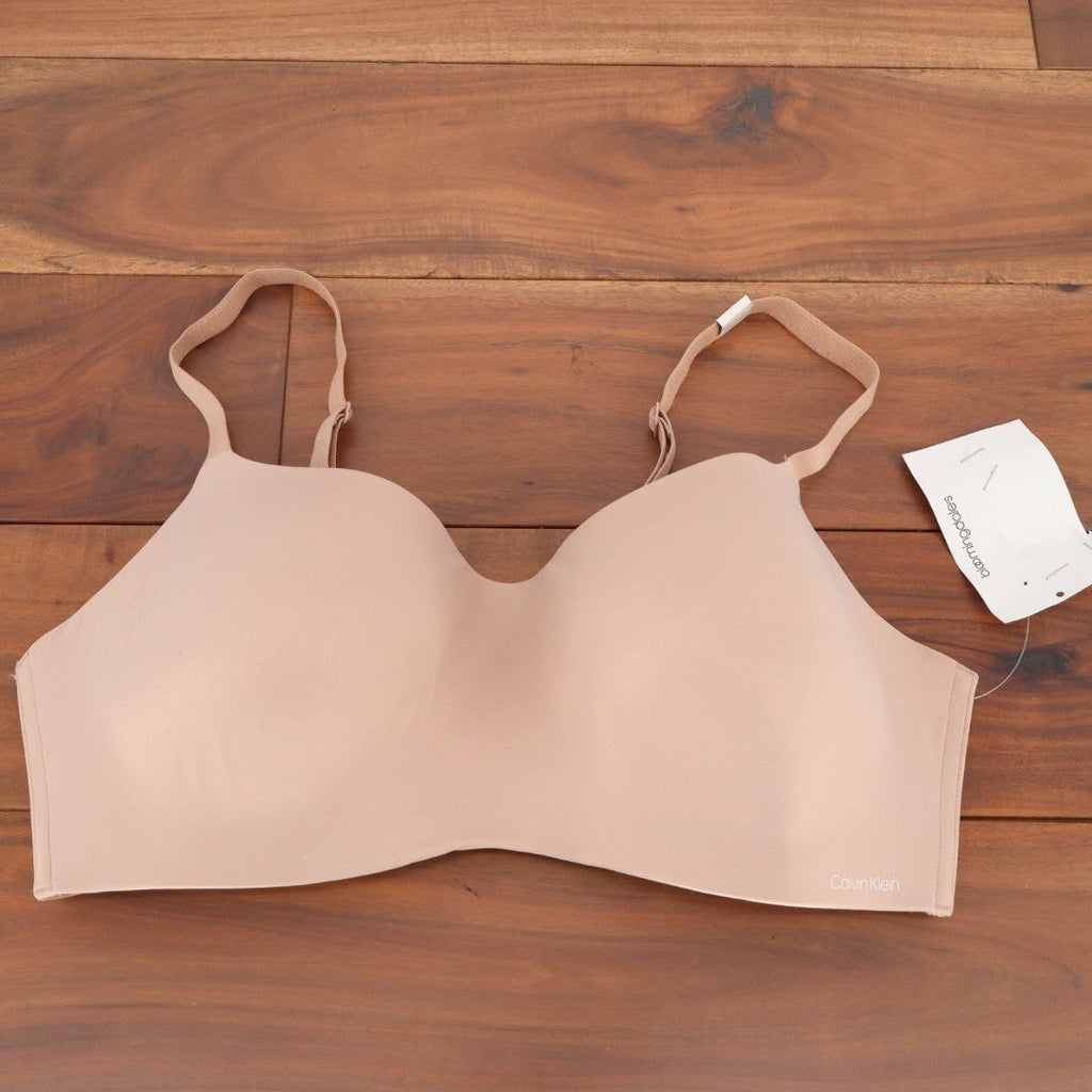 Calvin Klein Seamless T-Shirt Bra Womens 38C Beige Adjustable Strap Wireless