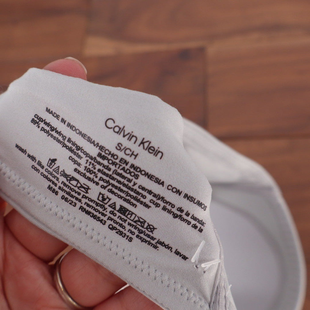 Calvin Klein Light Grey Wireless T-Shirt Bra Logo Straps QP2931S Small