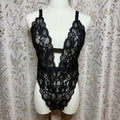 Victorias Secret Black Lace Plunge Teddy Womens L Sexy Sirencore Dark Coquette