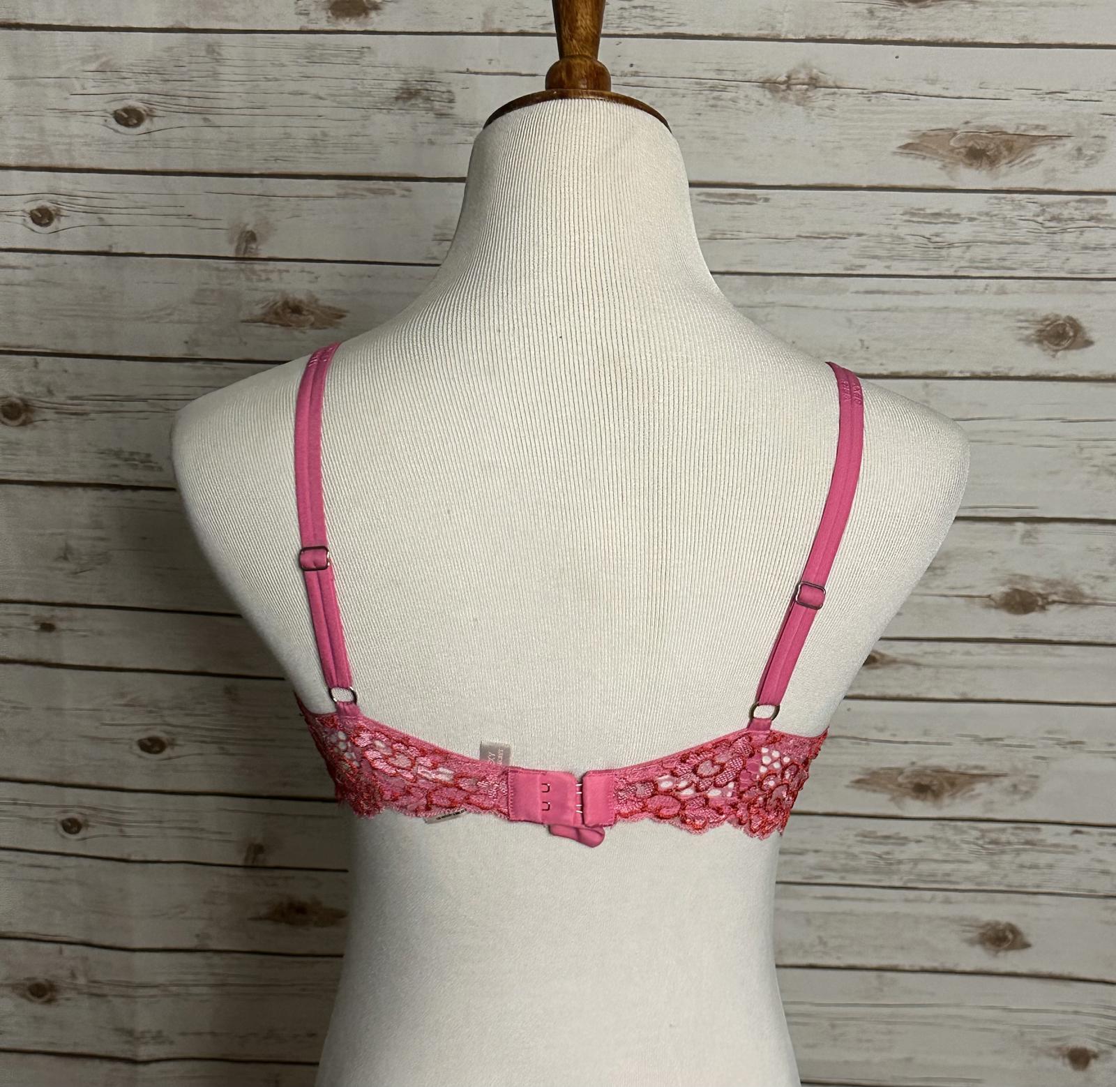 Victoria's Secret Very Sexy pink/red floral lace padded demi bra Size 36C