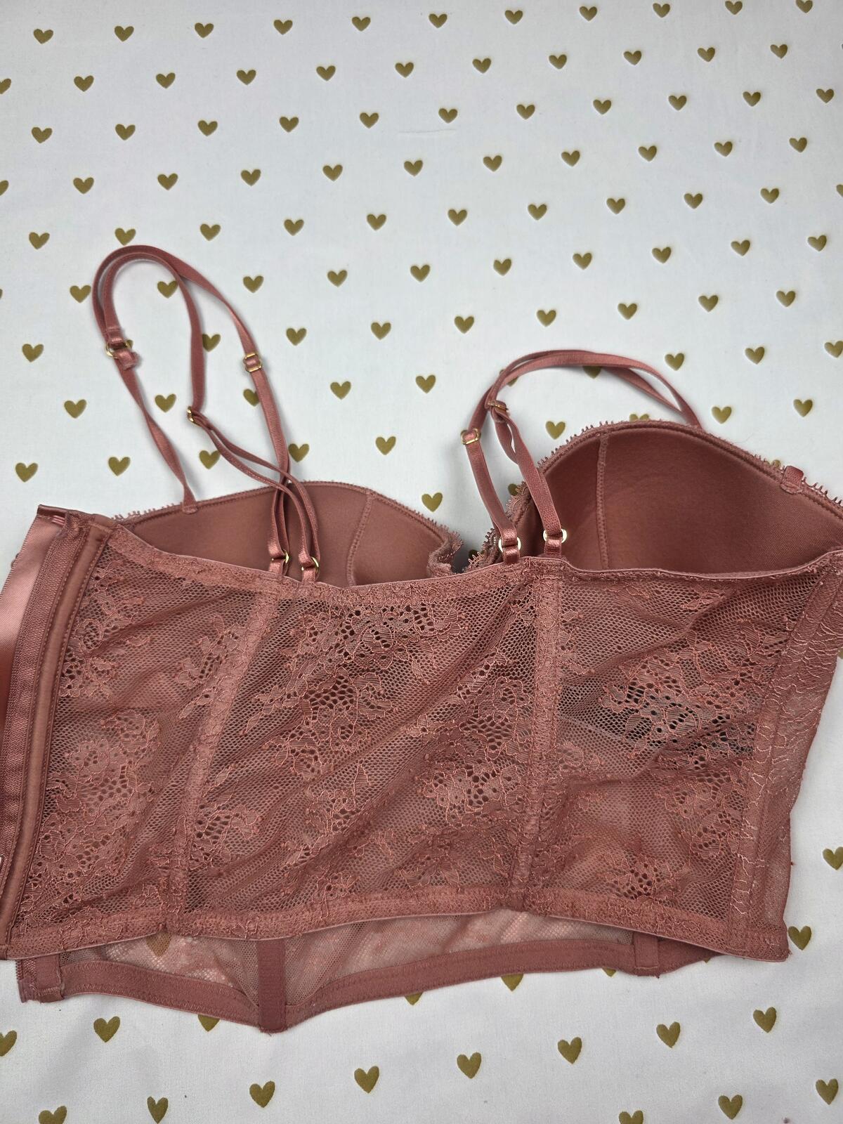 Victorias Secret Bustier Style Rose Corset Bra Top Very Sexy Push Up 36C
