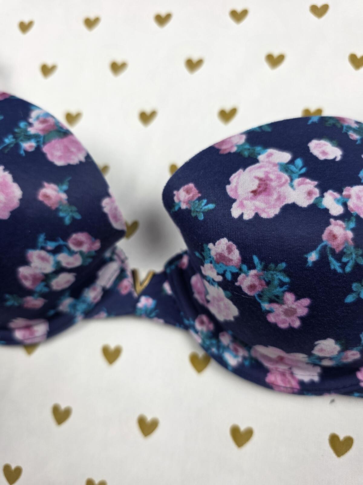 Victorias Secret Floral 32C Lined Semi Demi Balconette bra