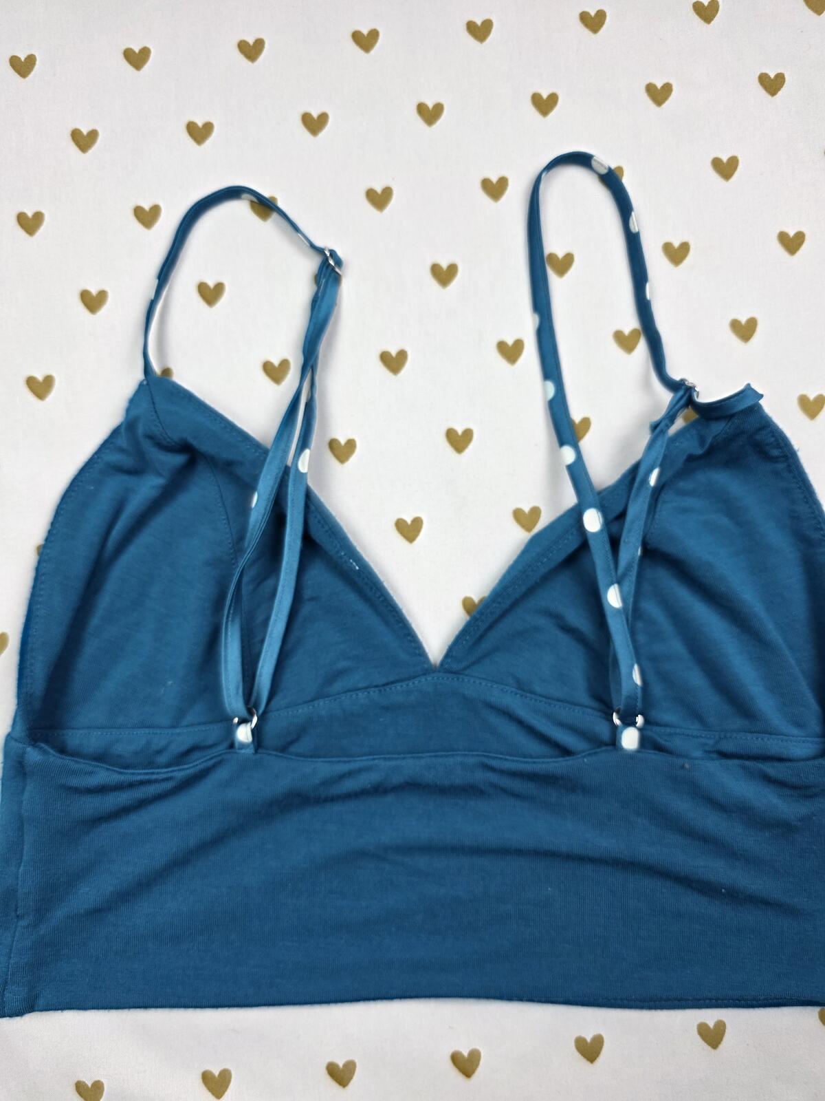 Victorias Secret Blue Polka Dot Strap Super Soft XS Bralette Bra Top Tank