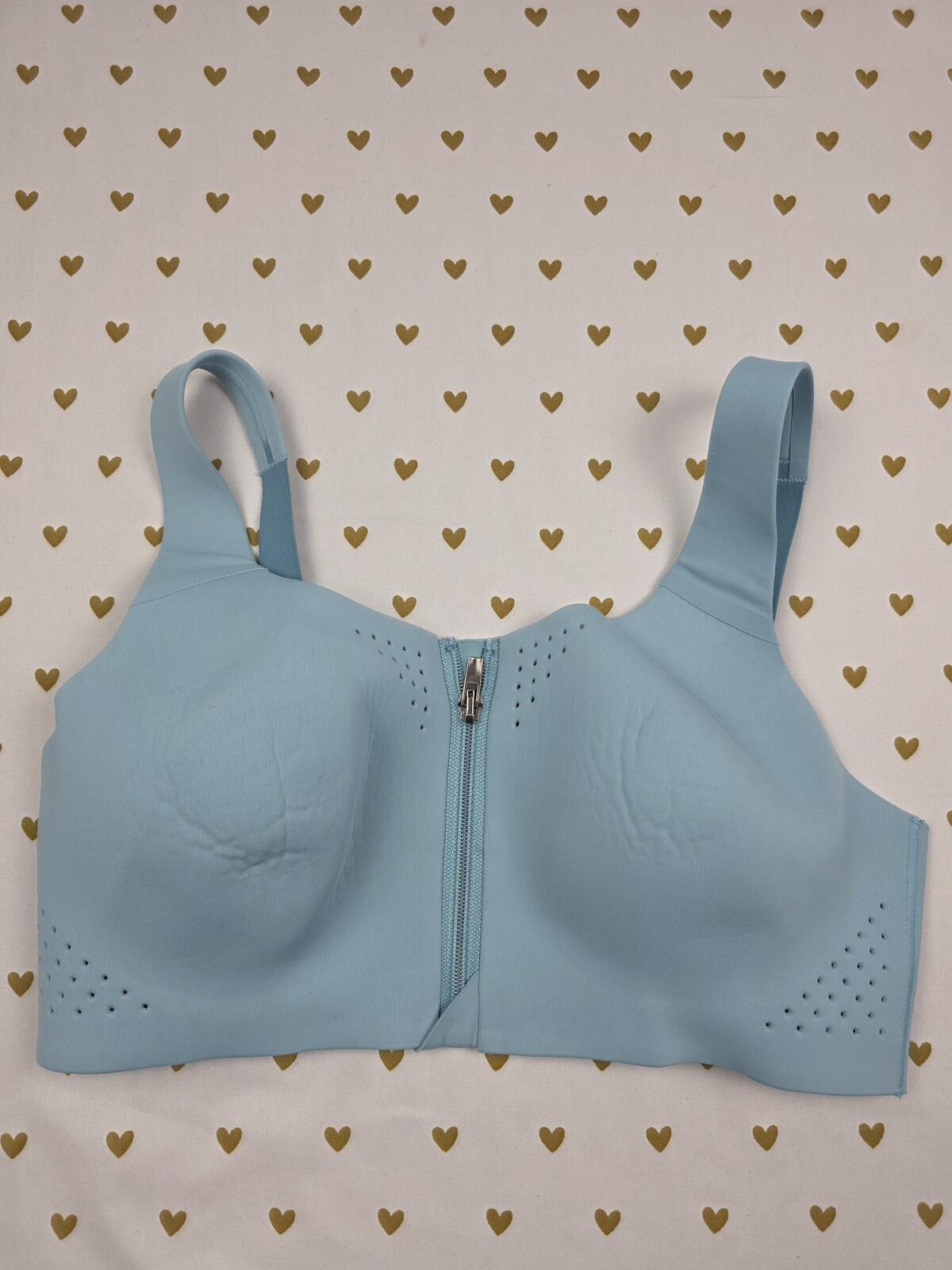 Victorias Secret Blue Vented SPORTS BRA Zip Supportive Exercise Support 34C