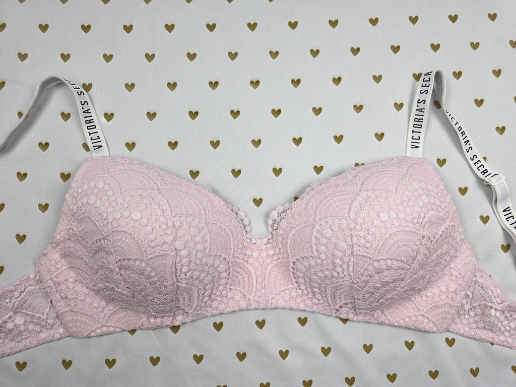 Victorias Secret Logo Strap Wireless No Wire  T Shirt Lightly Lined Bra 34DD