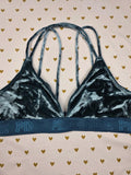 Victorias Secret Pink Green Velved strappy LARGE Bralette Bra Top Tank