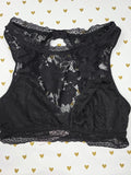 Victorias Secret Black High Line Lace Sexy MEDIUM Bralette Bra Top Tank