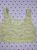 Victorias Secret Pink Yellow Lace Stretchy Small Vintage Bralette Bra Top Tank