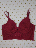 Victorias Secret red Lace Bra Top Corset Bustier Push Up 34B