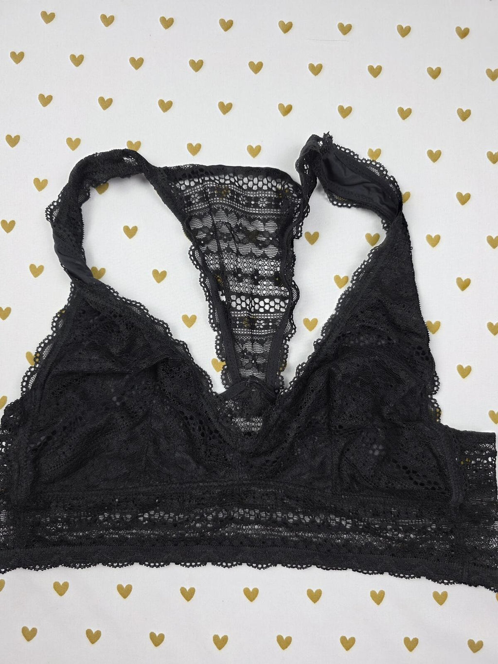 Victorias Secret Medium Black Racerback Lace Cute Bralette Bra Top Tank