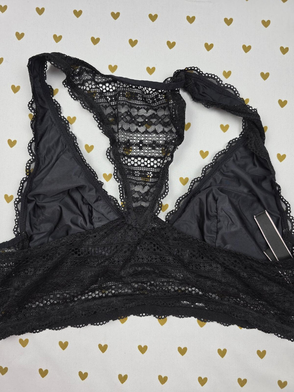 Victorias Secret Medium Black Racerback Lace Cute Bralette Bra Top Tank
