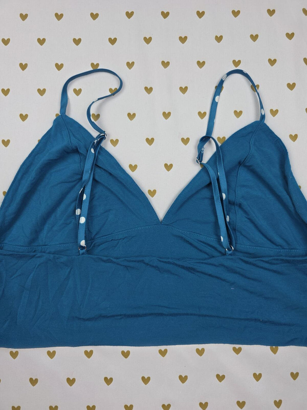 Victorias Secret Super Soft Blue Polka Dot LARGE Bralette Bra Top Tank