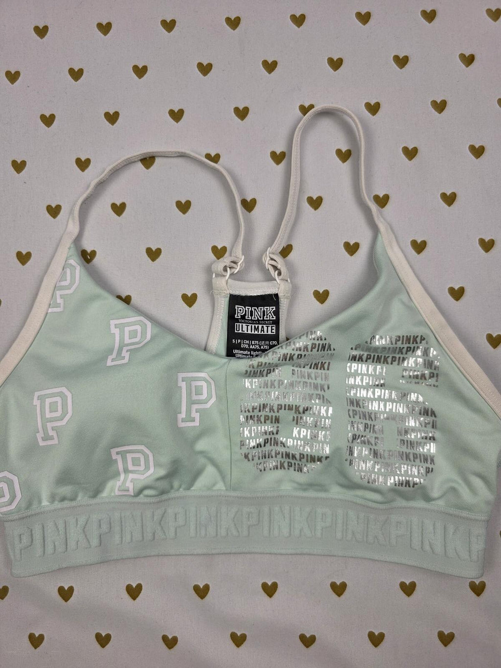 Victorias Secret Pink Ultimate Foil Logo Sports Bra SMALL Bralette Bra Top Tank
