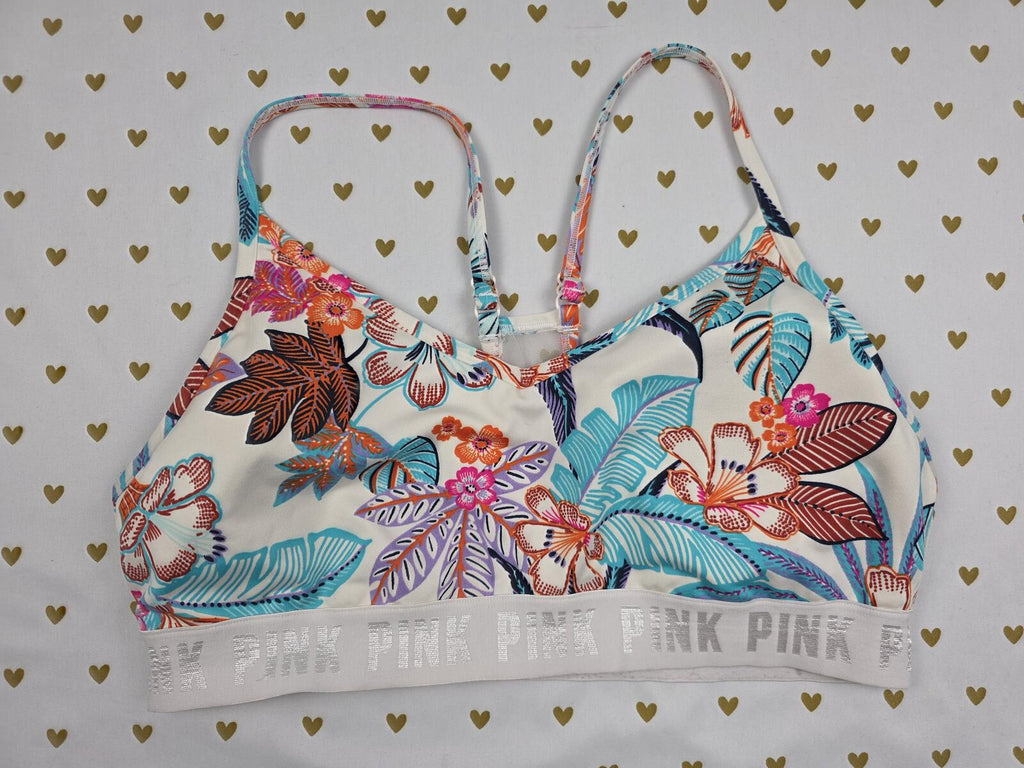 Victorias Secret Pink Floral Sports Bra XL Bralette Bra Top Tank