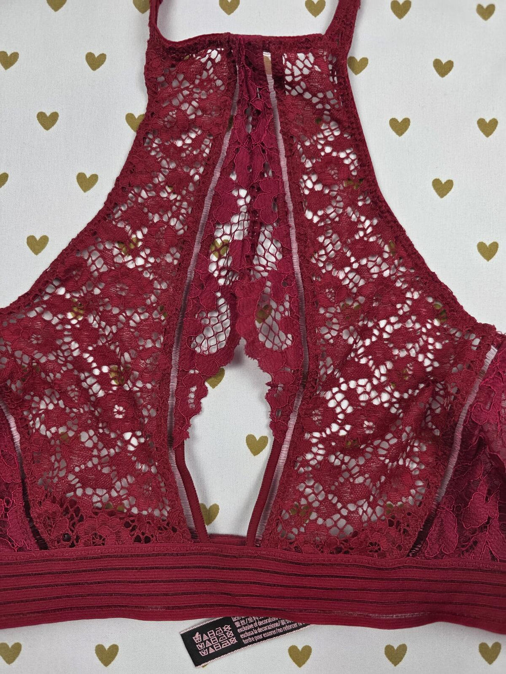 Victorias Secret Maroon High Line Lace Small Bralette Bra Top Tank