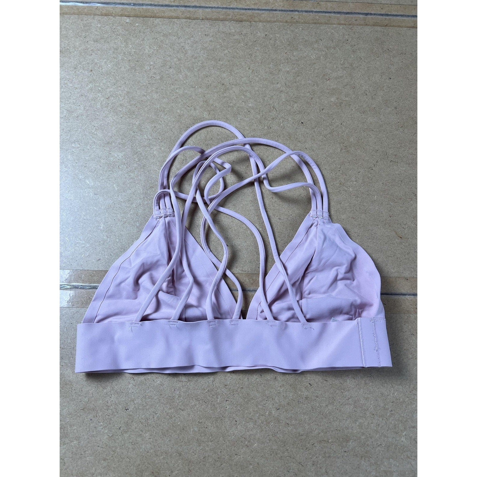 PINK Bra Womens S Pink Bralette Hook & Eye Lightly Lined Spaghetti Strap