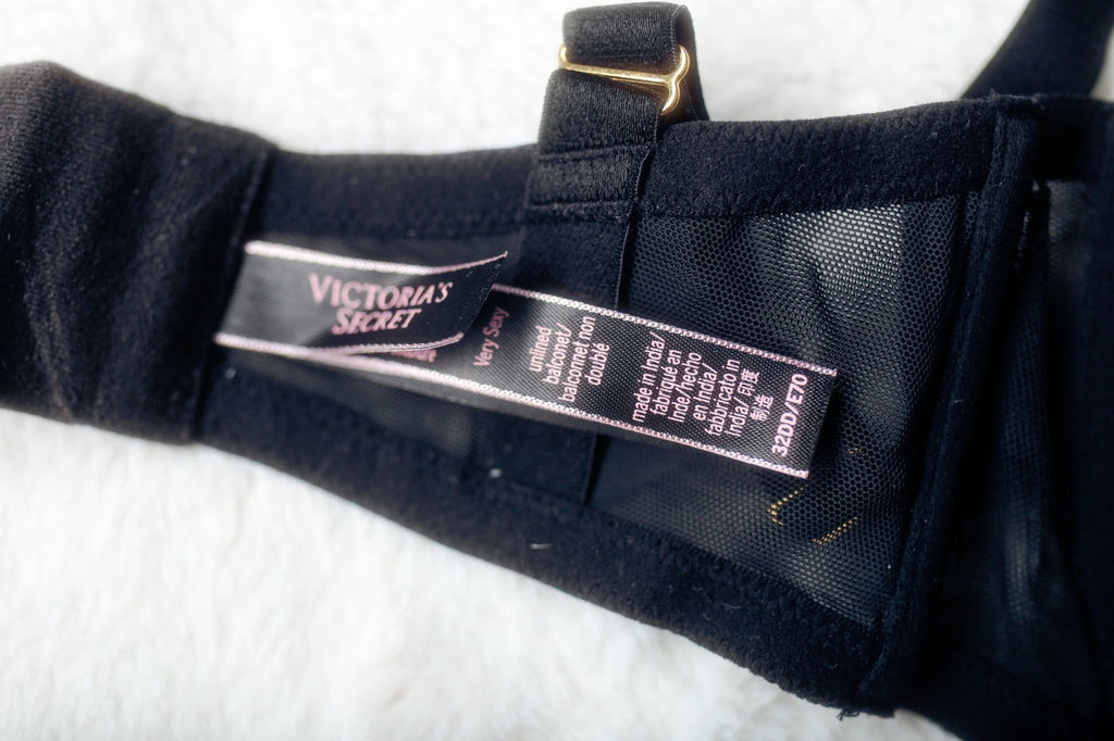Victoria's Secret Very Sexy Unlined Sheer Lace Demi Bra Black 32DD