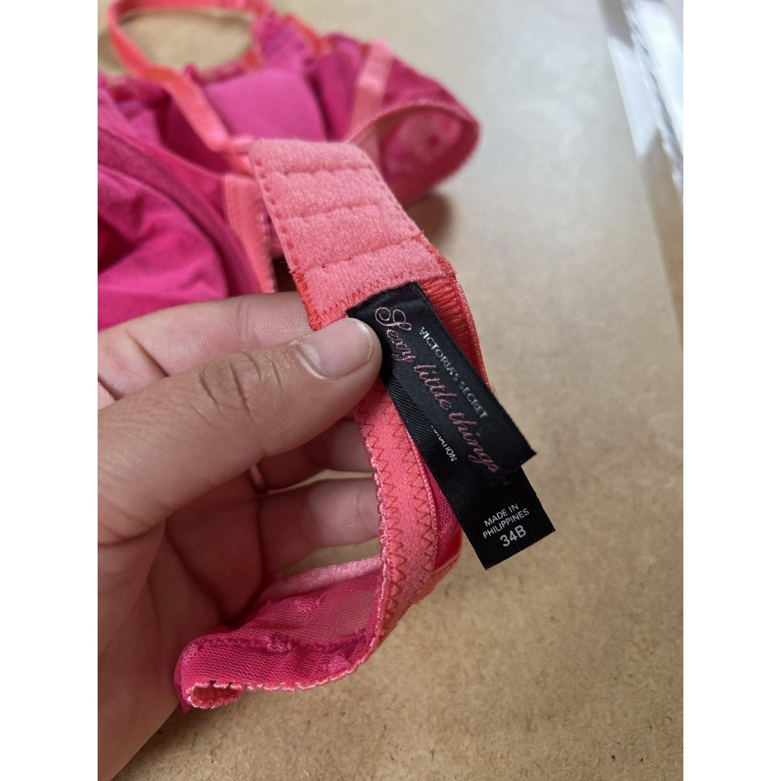 Victoria's Secret Bra Womens 34B Pink Balconette Demi Molded Polka Dot Mesh