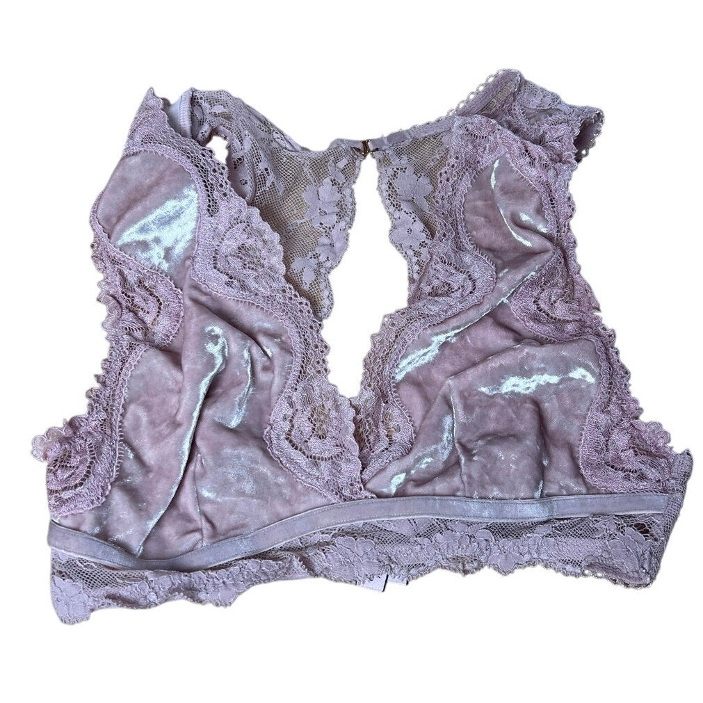 Victoria Secret Womens M Pink Lace Bralette Racerback Wireless Hook & Eye Back