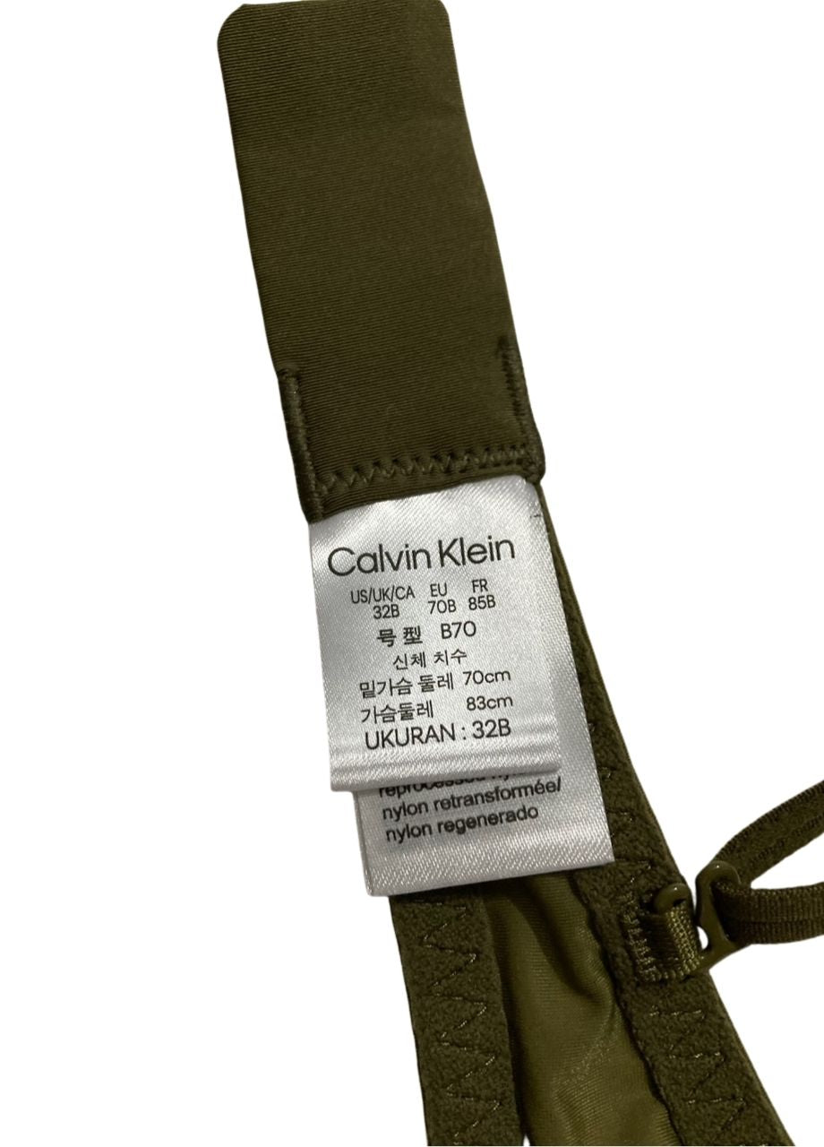 CALVIN KLEIN Sheer Marquisette Unlined Plunge Bra GREEN 32B