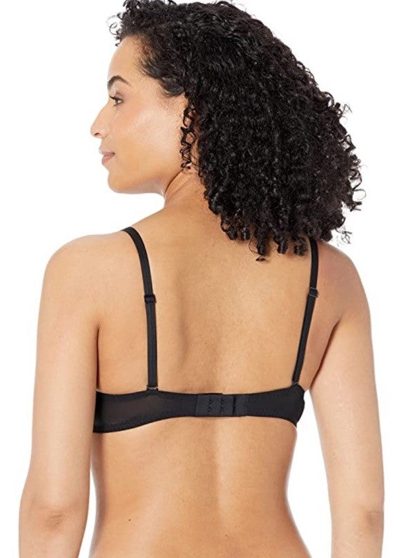 Calvin Klein Women's Sheer Marquisette Unlined Plunge Bra QF6727 Black 32DD