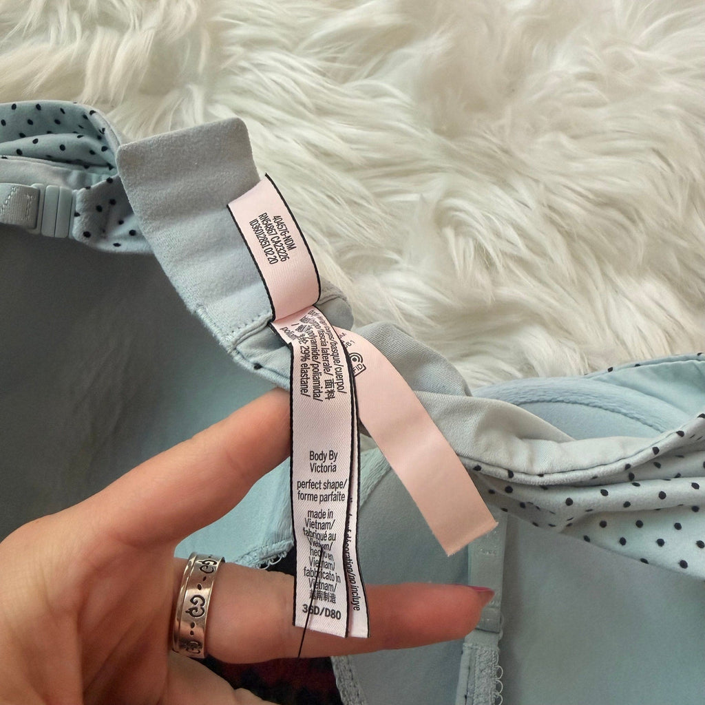 Victoria's Secret "Body By Victoria" Blue Polka Dot Bra - 36D