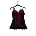 Victorias Secret Black & Pink Lace Babydoll Lingerie With Satin Bows 36C #8107