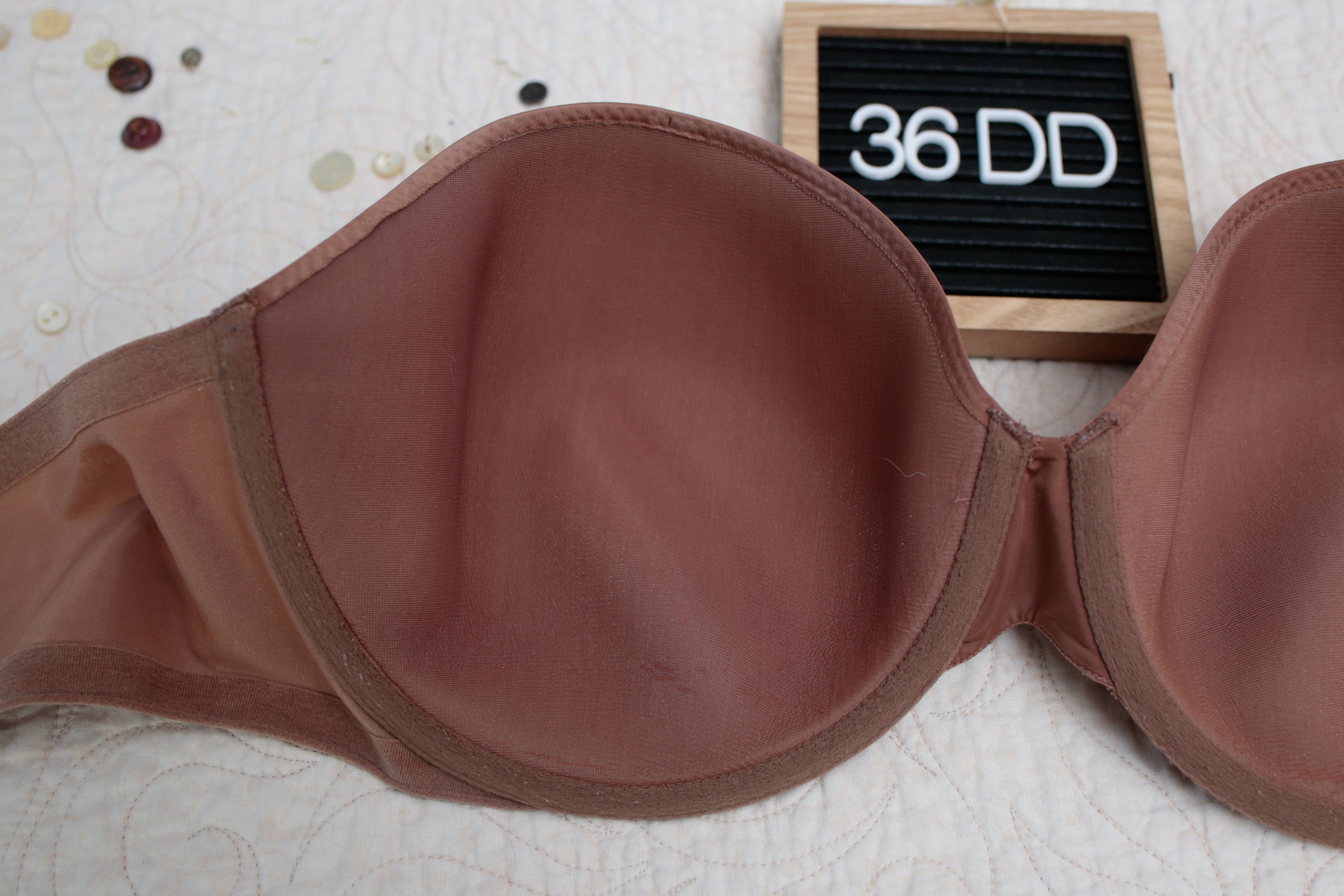 Victoria's Secret 36DD Lined Strapless Underwire Bra Rust Brown