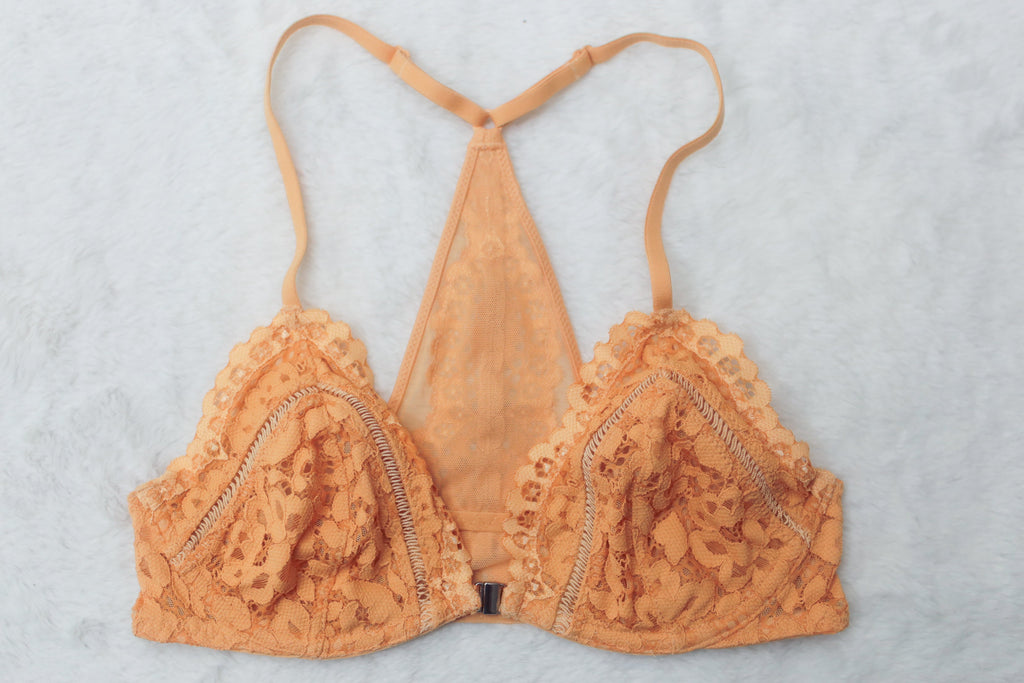 Victoria's Secret 32C Body by Victoria Unlined Plunge Underwire Bra Orange Lace