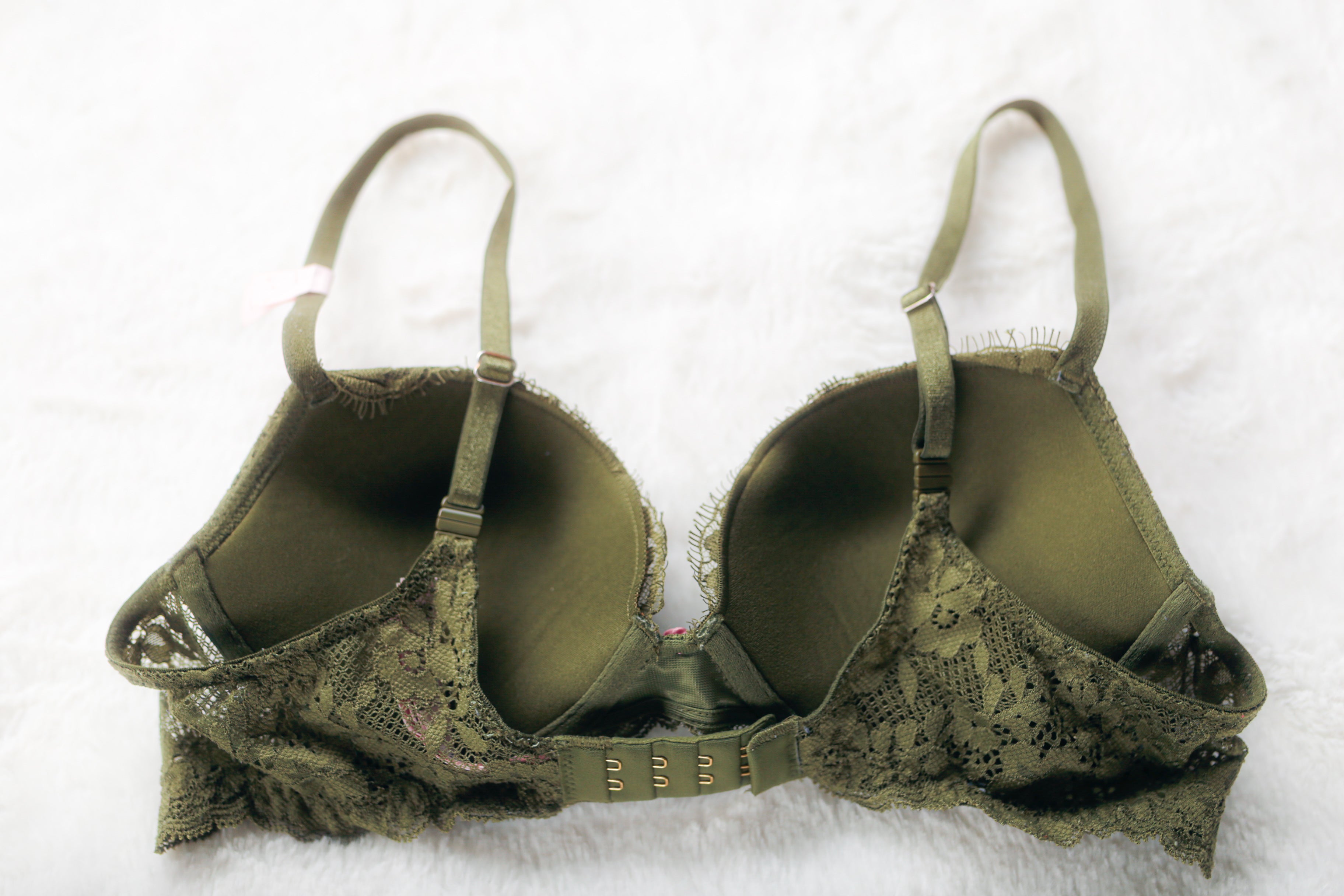 Victoria's Secret Dream Angels Push Up Boho Fairy Retro Lace Bra Green 34B NEW