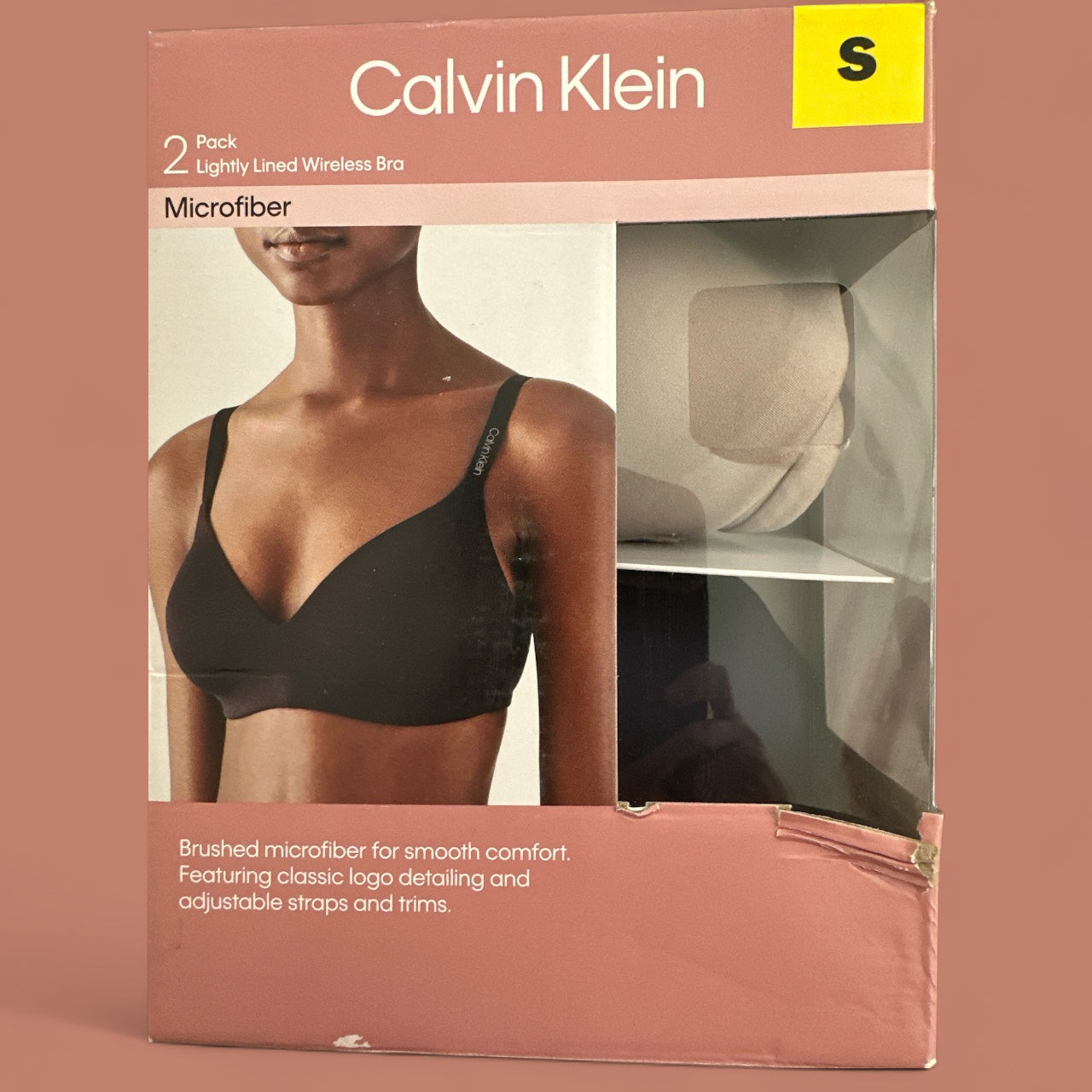 Calvin Klein Women's 2 Pack Lightly Lined Wirefree Bra, Black/Nude S