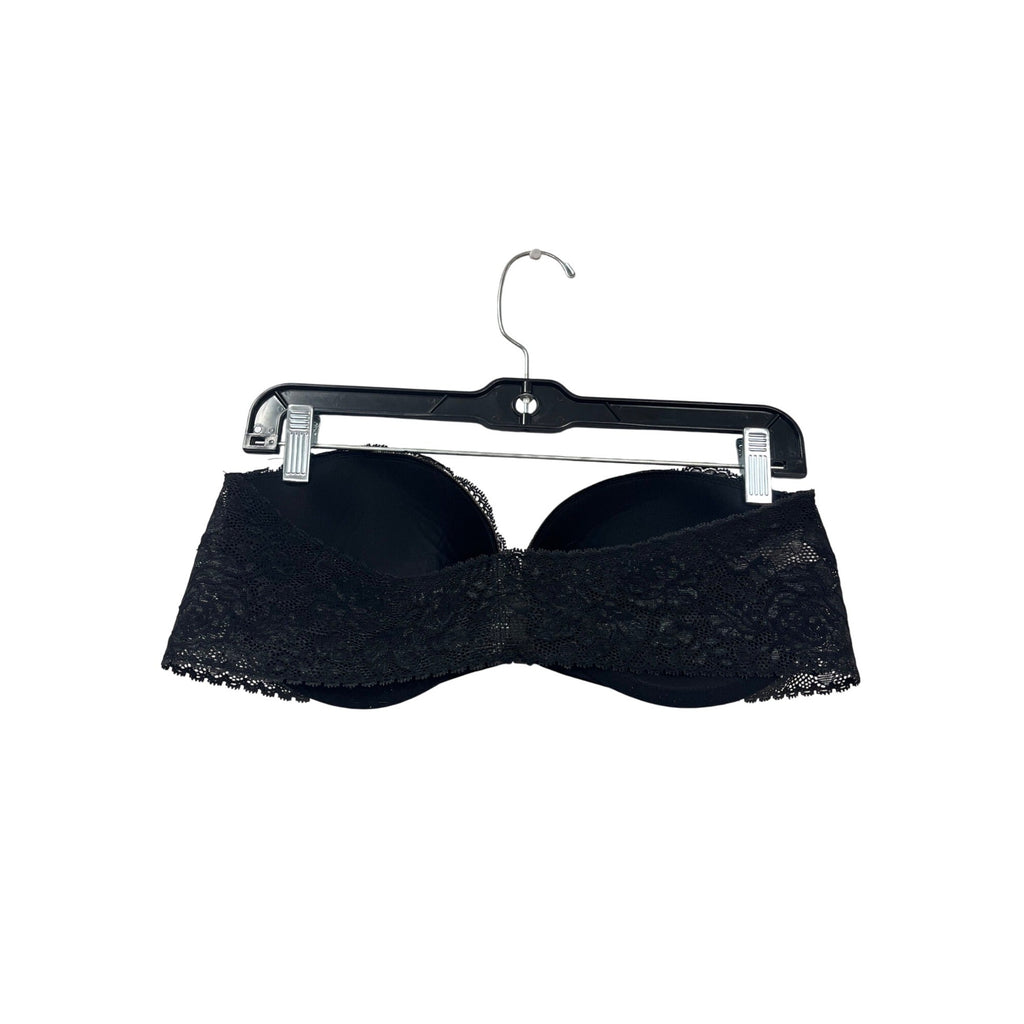 Victorias Secret Black Lace Strapless Bra 38D #125A