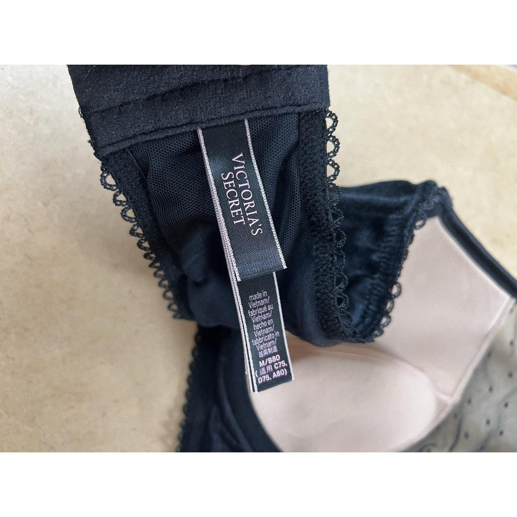 Victoria's Secret Bra Womens 36B Black Longline Halter Molded Padded Underwired