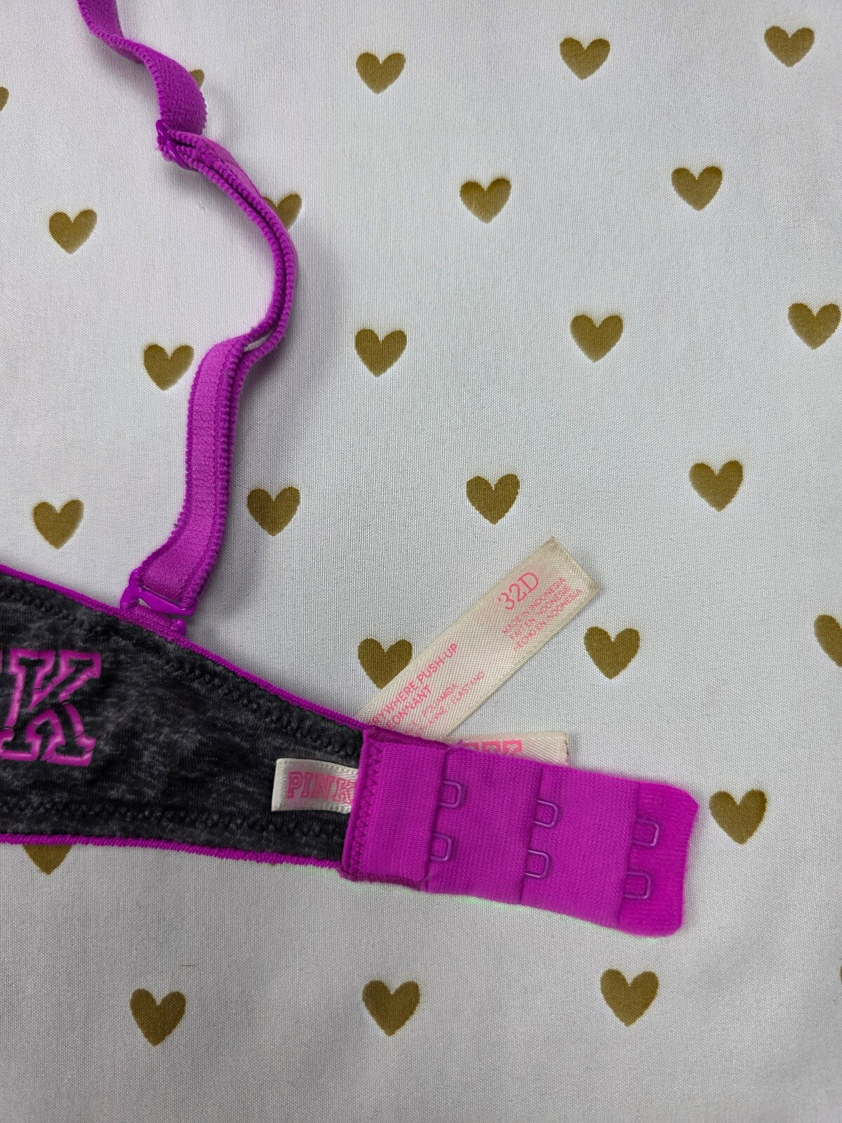 Victorias Secret  PINK Purple Logo Bra Wear Everywhere Push Up 32D