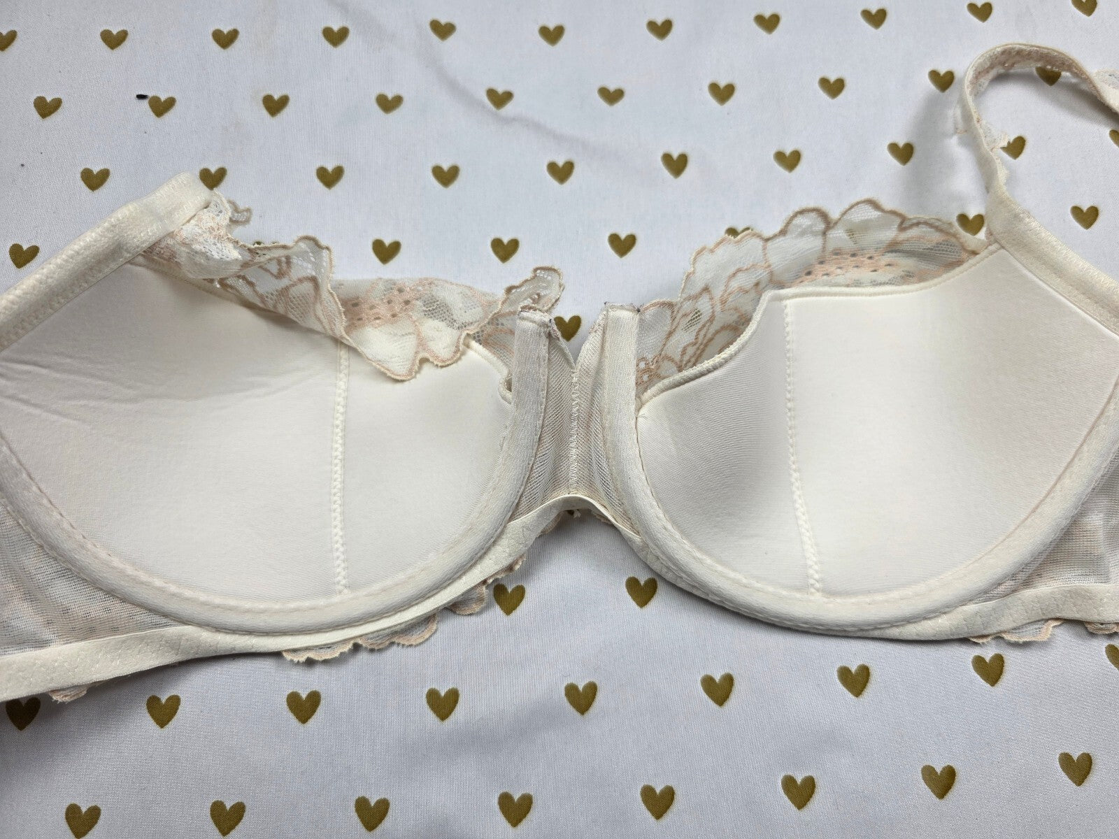 Victorias Secret ANGELS Vintage Demi Balconette Lace Bra 38C