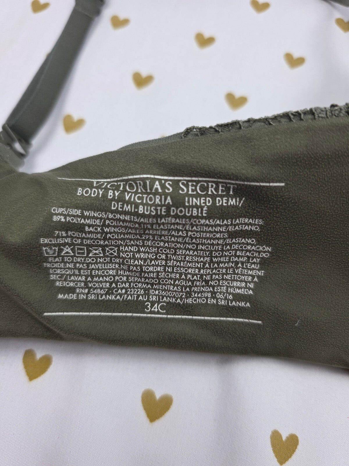 Victorias Secret Green 34C Unlined Demi Balconette Bra