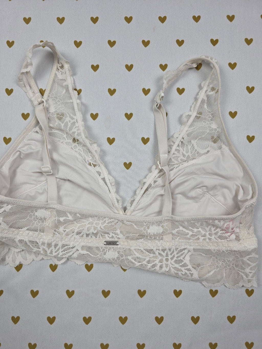 Victorias Secret Pink White Lace Small  Bralette Bra Top Tank