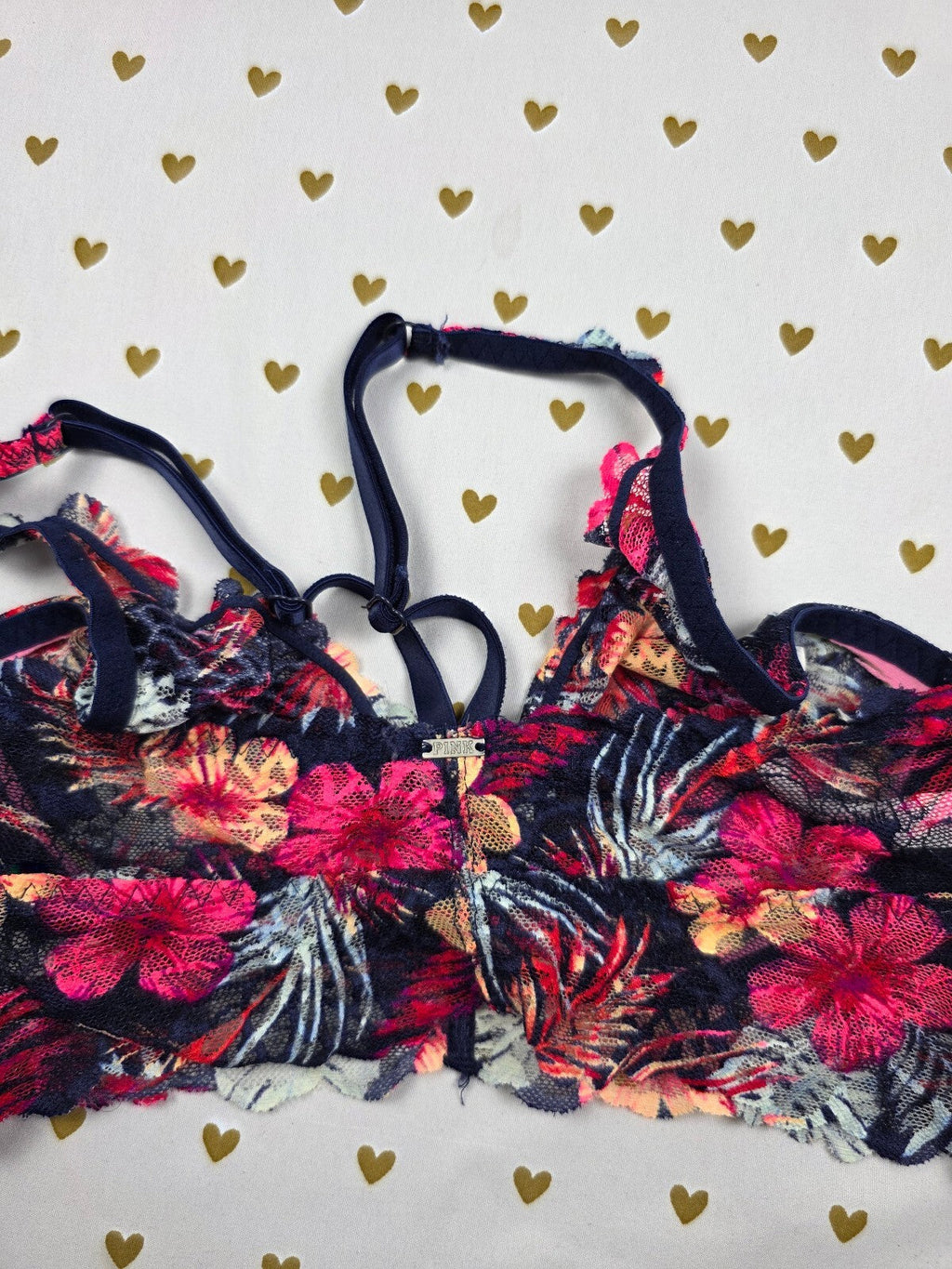 Victorias Secret Pink Floral Lace XS Bralette Bra Top Tank