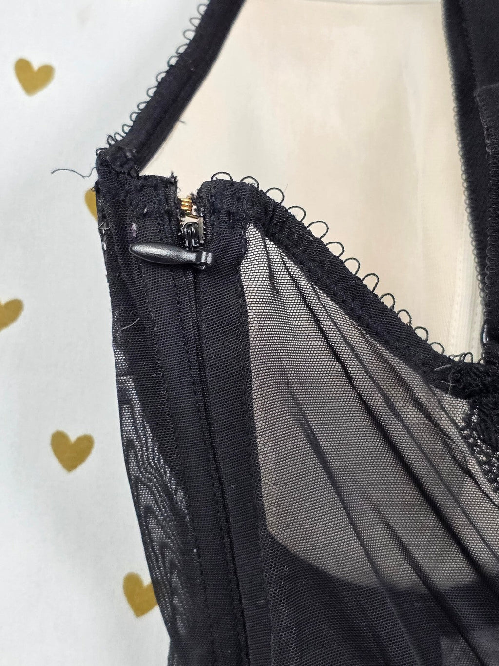 Victoria's Secret Lace Bustier Corset Black Ivory Sheer Mesh Lingerie 36D