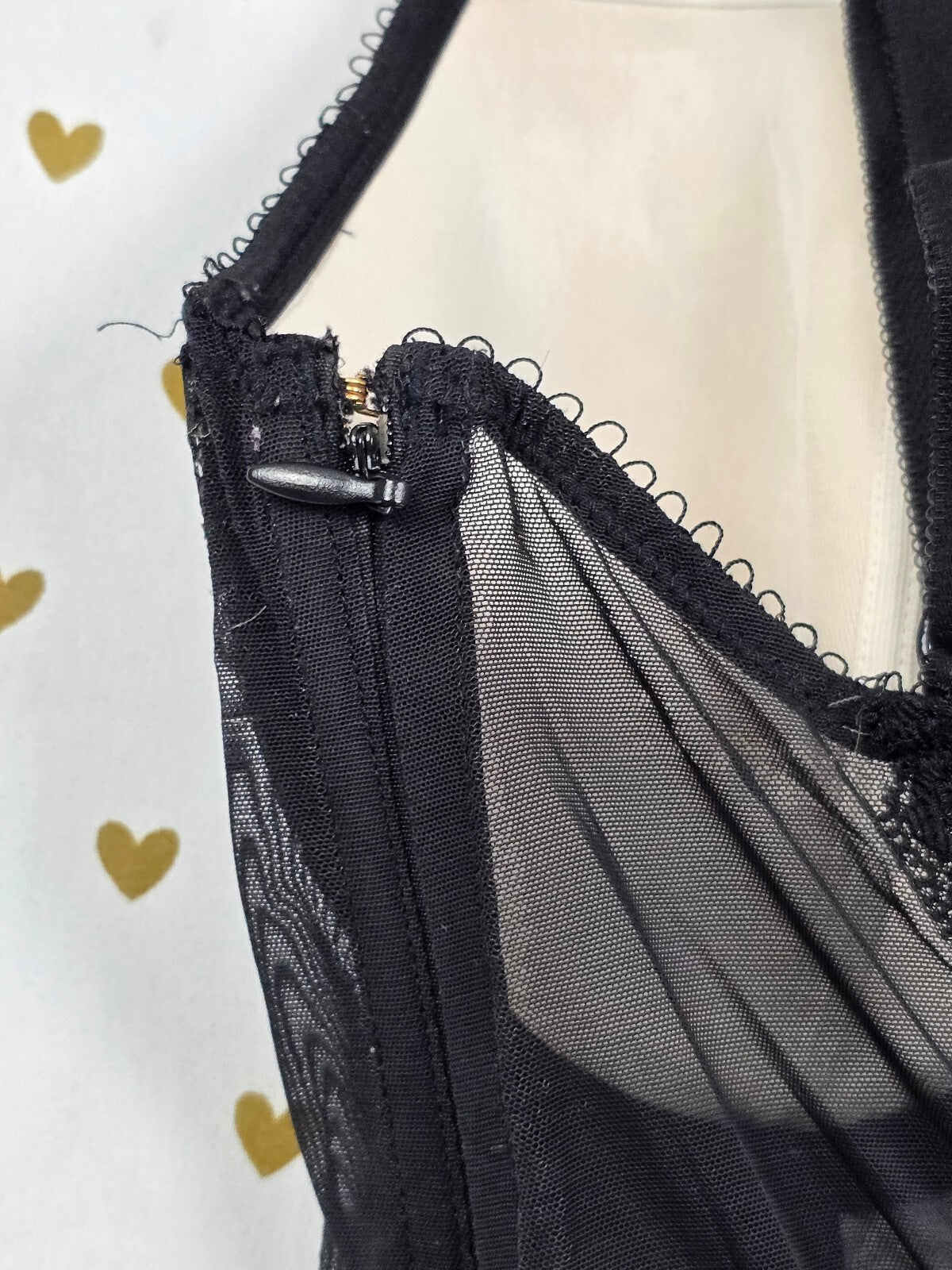 Victoria's Secret Lace Bustier Corset Black Ivory Sheer Mesh Lingerie 36D