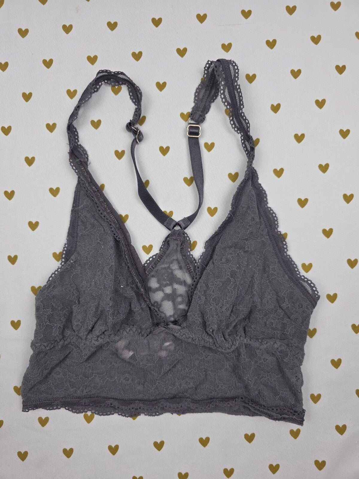 Victorias Secret Grey Stretchy Lace Racerback XS Bralette Bra Top Tank