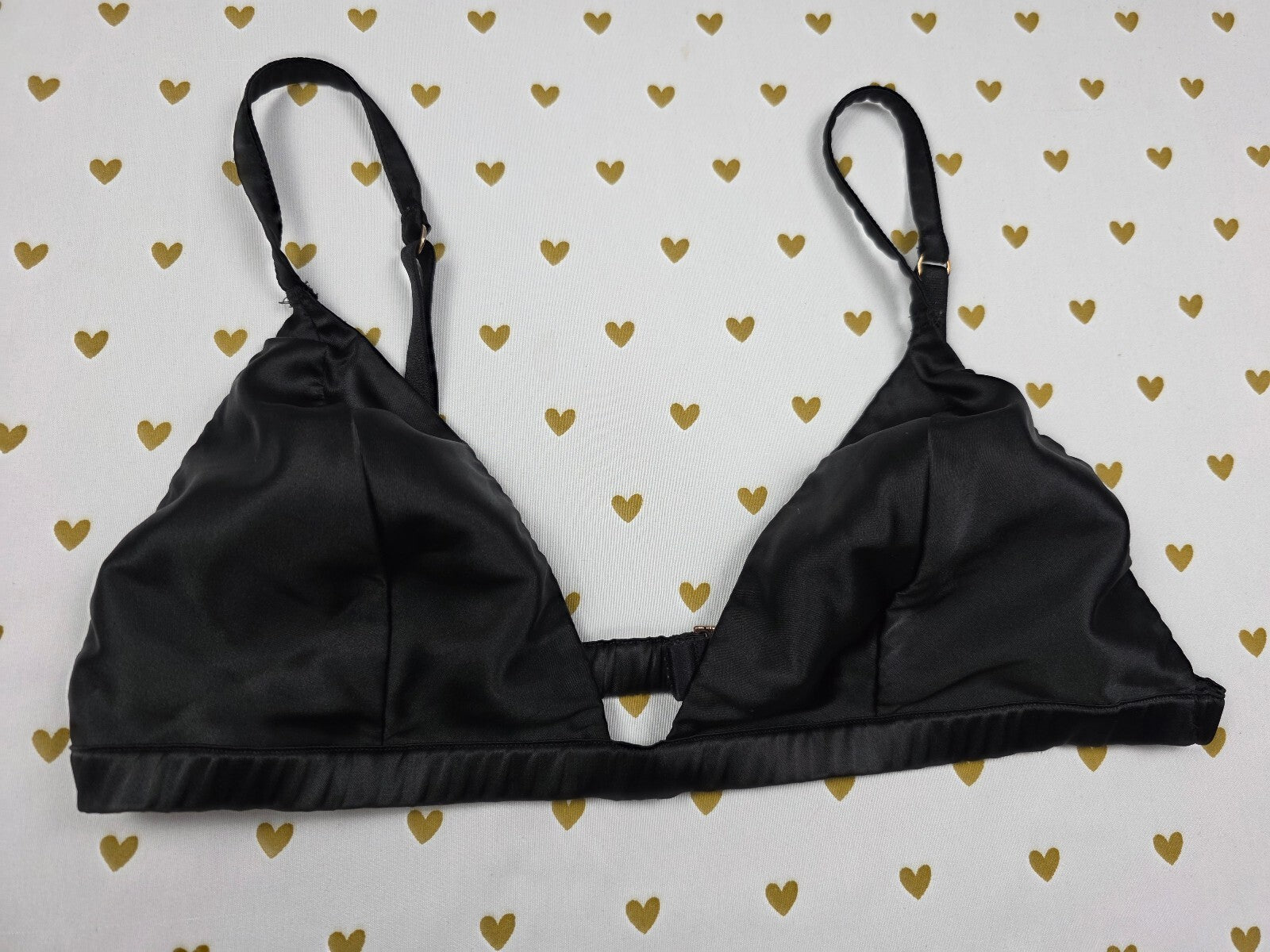 Victorias Secret Black Satin Sexy Large Black Bralette Bra Top Tank