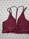 Victorias Secret Pink Velvet Cute Maroon MEDIUM Bralette Bra Top Tank
