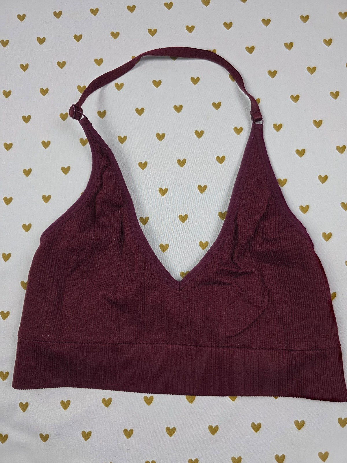 Victorias Secret Pink Red Stretch Large Bralette Bra Top Tank