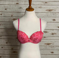 Victoria's Secret Very Sexy pink/red floral lace padded demi bra Size 36C