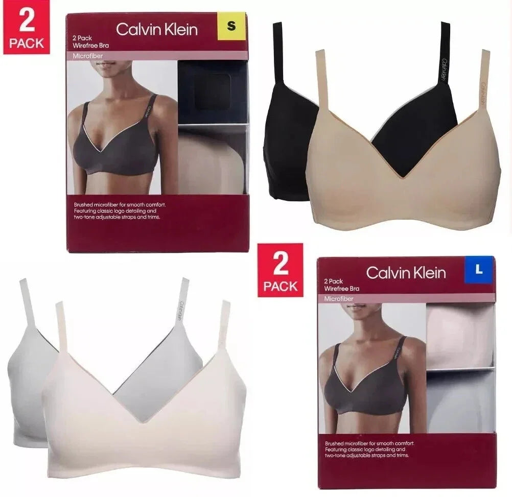 Calvin Klein 2-Pack Lightly Lined Wireless Bra Brushed Microfiber, Multicolor 1806104