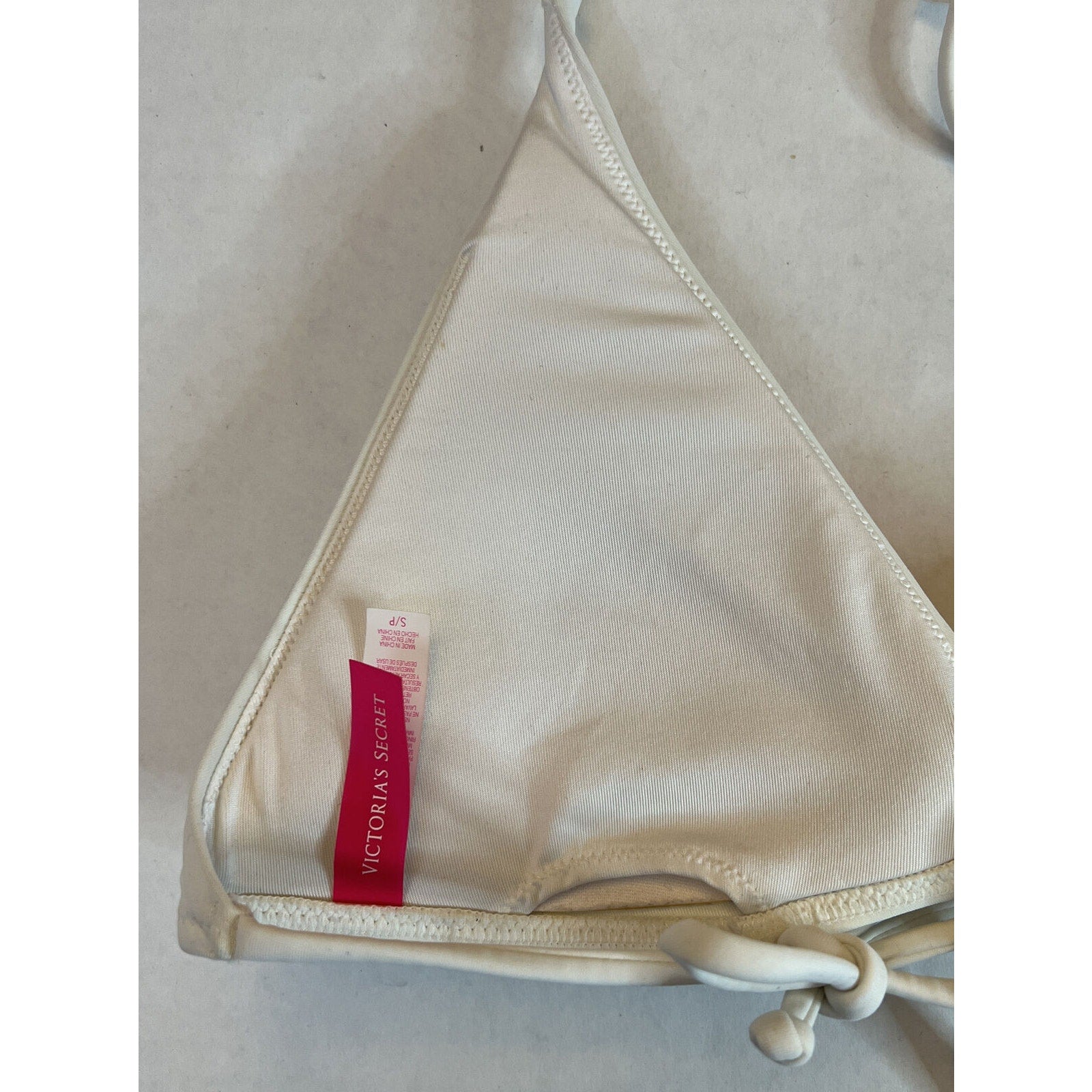 Victoria's Victoria Secret Bikini Halter Top S Small White With Rhinestones EUC